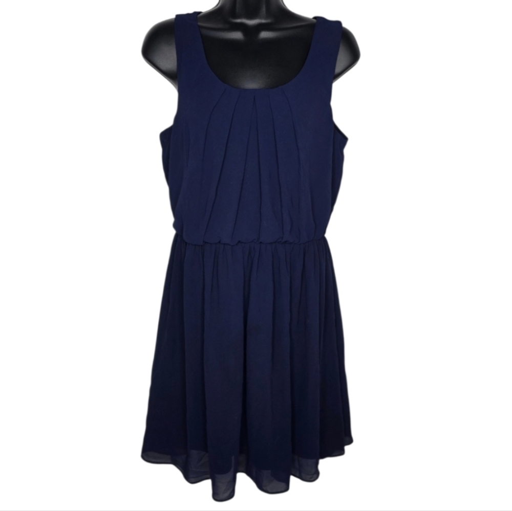 by & by Navy Dress With Crochet Lace Detail